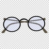 Glasses, clear lenses, black spectacle frames, flat design, simple image, cartoon style. Advertising for a glasses and vision correction store concept. line icon for business and advertising vector