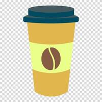 Coffee mug, coffee bean, cup, flat design, warm colors, simple image, cartoon style. Advertising coffee shop and restaurant concept. line icon for business and advertising vector