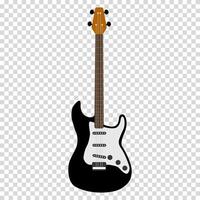 negro y blanco contraste guitarra con guarniciones, estratocaster con redondeado bordes, plano diseño, sencillo imagen, dibujos animados estilo. música grupo concepto. línea icono para negocio y publicidad vector