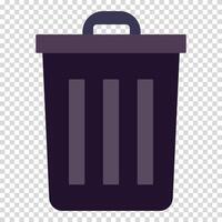 Black trash can, garbage, bad ideas, care of the surrounding space, flat design, simple image, cartoon style. Bad content concept. line icon for business and advertising vector
