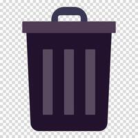 Black trash can, garbage, bad ideas, care of the surrounding space, flat design, simple image, cartoon style. Bad content concept. line icon for business and advertising vector