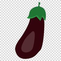 Dark purple eggplant with a green tip, vegetable, natural product, harvest, flat design, simple image, cartoon style. Healthy eating concept. line icon for business and advertising vector