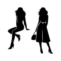 women silhouette flat in white background vector