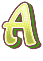 Vintage Comic Alphabet Letter and Number png