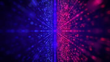 Similar Abstract digital background red blue lines web. Brilliant colored lights are flying. Stargate made of defocused star lights. Opposite halves of good and evil, cold is hot. Information flow, video