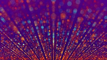 Looped Magic background, shiny colored gold threads, strings. Abstract multi-colored rays on a blue background. Blurred lines of the web shimmer with colored lights on a gradient purple background. video