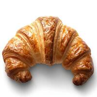 croissant isolated on white background with shadow. French pastry croissant. Puff pastry dessert photo