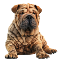 3d representación de un Shar pei buldog en transparente antecedentes png