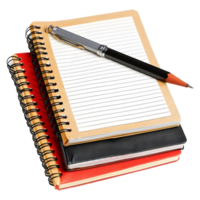 3D Rendering of a Notebooks with Pen on it on Transparent Background png