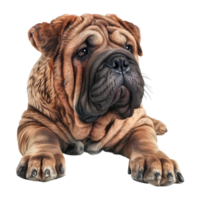 3d representación de un Shar pei buldog en transparente antecedentes png