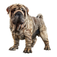 3d tolkning av en shar pei bulldogg på transparent bakgrund png