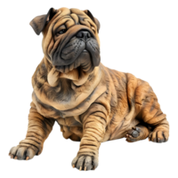 3d tolkning av en shar pei bulldogg på transparent bakgrund png