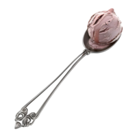 3D Rendering of a Ice Cream on a Spoon on Transparent Background png
