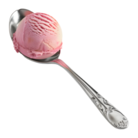 3D Rendering of a Ice Cream on a Spoon on Transparent Background png