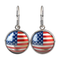 3D Rendering of a Earrings with USA Flag on it on Transparent Background png