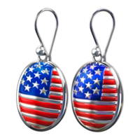 3D Rendering of a Earrings with USA Flag on it on Transparent Background png