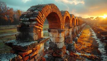 Ancient roman ruins of a roman aqueduct. Ruins from the ancient Roman Empire photo