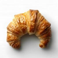 croissant isolated on white background with shadow. French pastry croissant. Puff pastry dessert photo
