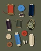 Illustration of sewing kit with threads. vector