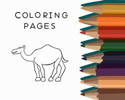 Illustration of a camel coloring page. Coloring book for kindergarten. Tasks for preschoolers. vector