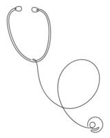 continuous line drawing of stethoscope medical equipment vector