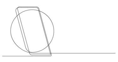 teléfono inteligente minimalismo gráfico uno línea Arte continuo vector