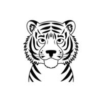 Cute Tiger Black And White Template vector