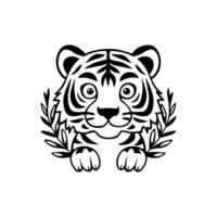 Cute Tiger Black And White Template vector