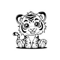 Cute Tiger Black And White Template vector