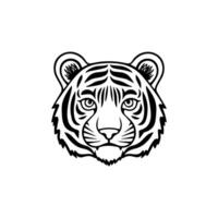 Cute Tiger Black And White Template vector