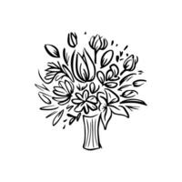 black and white flower illustration vector