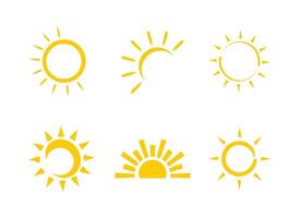 Hand drawn Sun icon set. sunshine sunny summer element vector