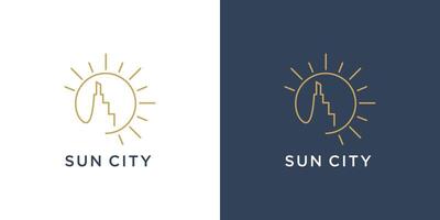 Sun city logo symbol circle building architecture line outline vector