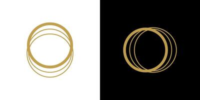 Gold circle golden ring logo light round frame luxury vector