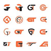 conjunto de letra gt logo icono símbolo resumen creativo colección vector