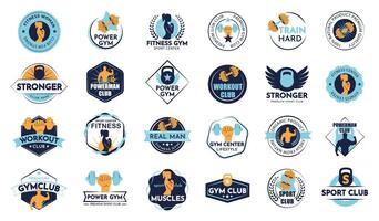 The gym club logo in a Illustration. Big collection badges for sport design vector