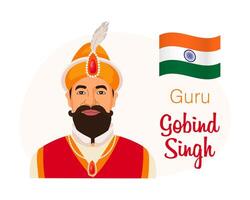 Abstract portrait of Guru Gobind Singh - the last Sikh guru, hero of India. Illustration vector