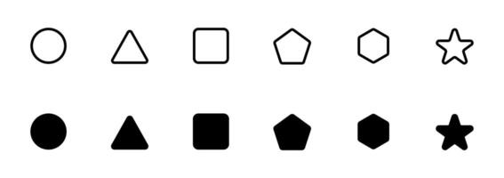 basic geometric shapes like circle, triangle, square, polygon, star. editable illustration on white background. vector