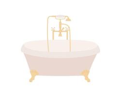 Bath with shower in cute style. Hand-drawn illustration. Body care, hygiene, skin care and spa treatments. vector