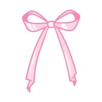Pink bow icon. Elegant ribbon and tie. Wedding Party Stickers and Birthday Party Decorations in Handmade Style. Cartoon flat isolated on white background. Ballet core. vector