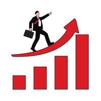 Business man success in business, career opportunity or business growth to reach target concept vector