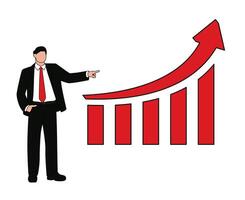 Business man success in business, career opportunity or business growth to reach target concept vector