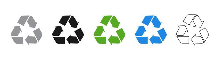 Recycling icons, recycle logo symbol, green recycle or recycling arrows vector