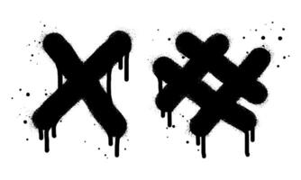 rociar pintado pintada X cruz, hashtag diseño elemento goteo símbolo. aislado en blanco antecedentes vector