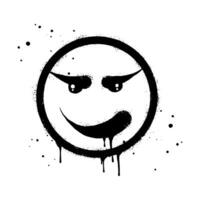 smiling face emoji character. Spray painted graffiti smile face in black over white. isolated on white background vector