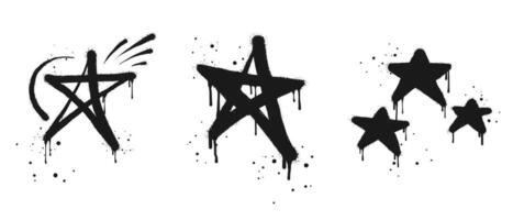 Spray painted graffiti Star sign in black over white. Star drip symbol. isolated on white background vector