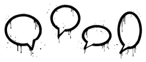 Set of Spray painted graffiti Speech bubble in black over white. bubble drip symbol. isolated on white background vector