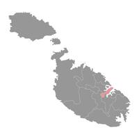 District 1 map, administrative division of Malta. illustration. vector