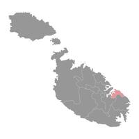 District 2 map, administrative division of Malta. illustration. vector