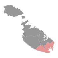 South Eastern District map, administrative division of Malta. illustration. vector